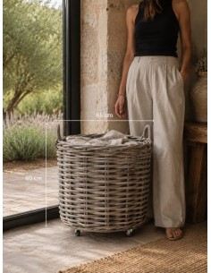 Καλάθι rattan γκρι με ρόδες... 2