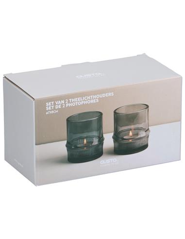 Κηροπήγια γυάλινα set2 16 x 8 cm